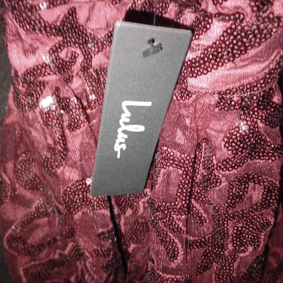NWT Lulu's Sweetest Celebrations Wine Red Sequin Skater Mini Dress Size Medium - Picture 12 of 13